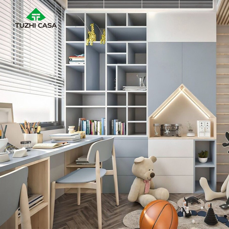 Small Study Table Wooden Desktop Kids Bookcase Shelf Bookshelf for Bedroom product view