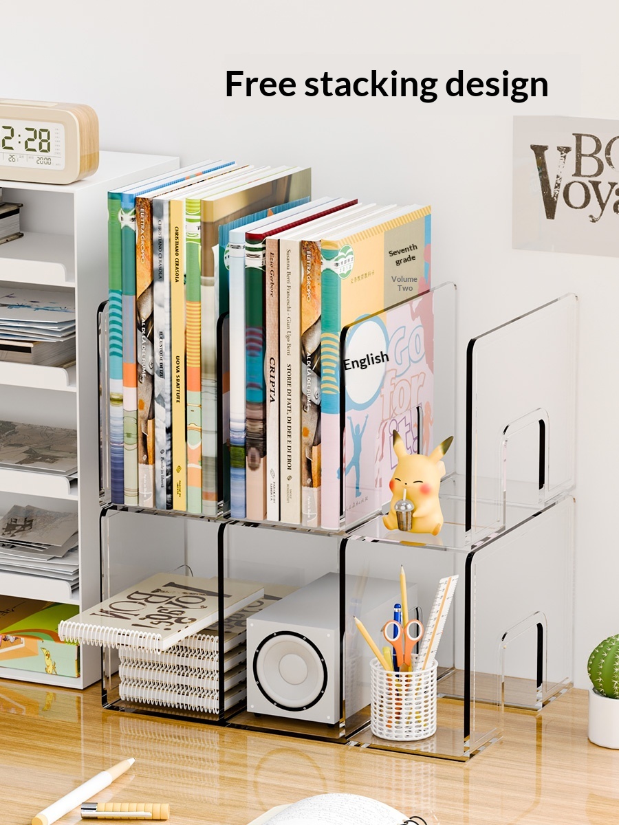 Desktop Bookshelf Transparent PET Simple Rectangle Student Desk Storage Rack Office Dormitory File Storage Made in China product view