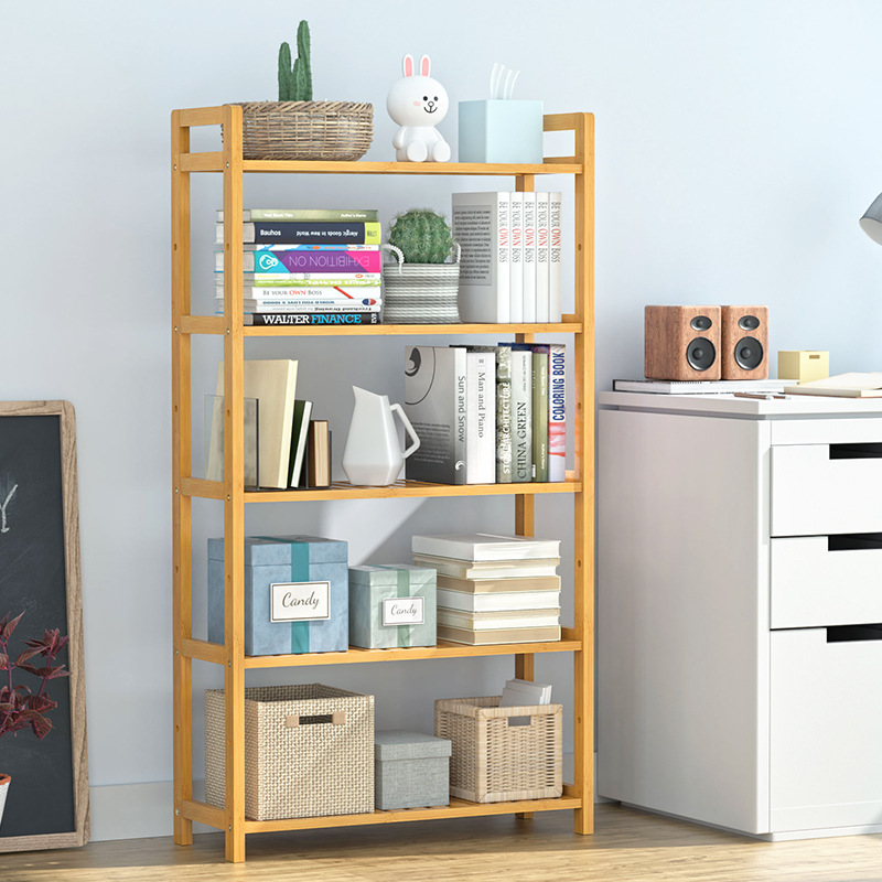 HOSTK 2 3 4 -Tier Large Small Home Office Natural Multiple Customization Desktop Adjustable Bookcase Storage Bookshelf Bamboo product view
