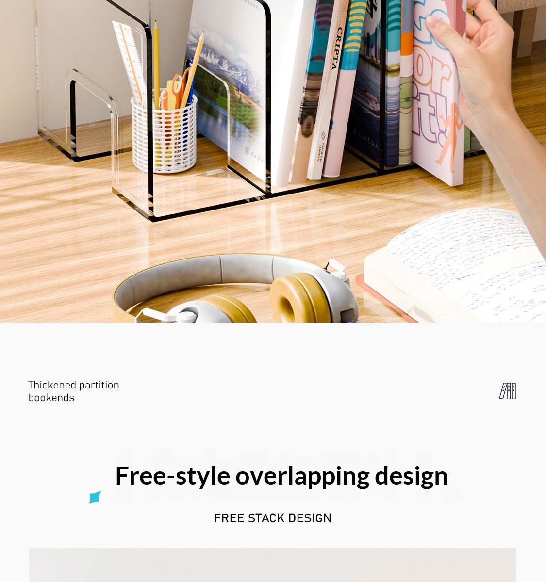 Desktop Bookshelf Transparent PET Simple Rectangle Student Desk Storage Rack Office Dormitory File Storage Made in China detail