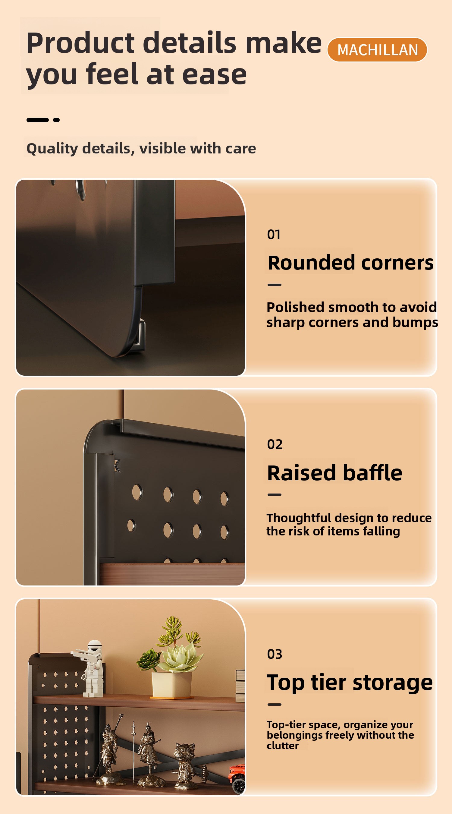 Durable Desktop Shelf Table DIY Pegboard Bookshelf Computer Desk Multi-Layer Storage Rack Office Display Rack Precious Metals detail