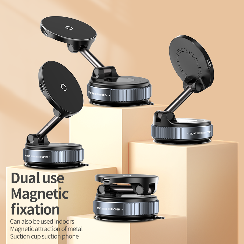 Foldable Suction Cup Magnetic Phone Mount 360° Adjustable Vacuum Flexible Magnetic Phone Holder for Car/Gym/Mirror Wall product view