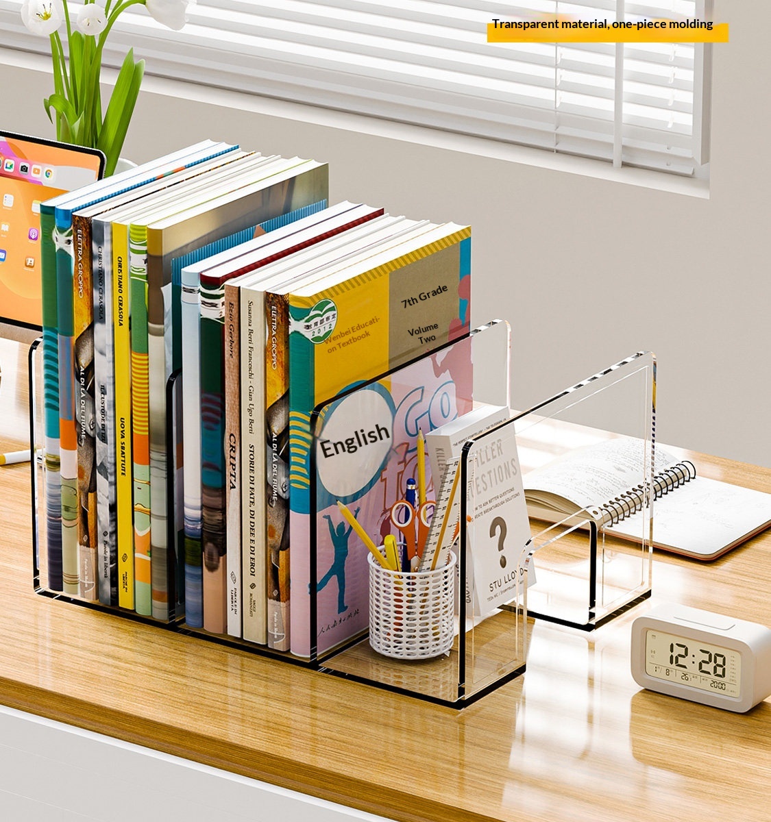 Desktop Bookshelf Transparent PET Simple Rectangle Student Desk Storage Rack Office Dormitory File Storage Made in China detail