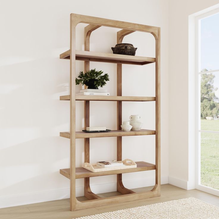 Modern Mango and Acacia Wood Storage Organizer Display Shelf Rack Adjustable Wood Desktop Bookshelf product view