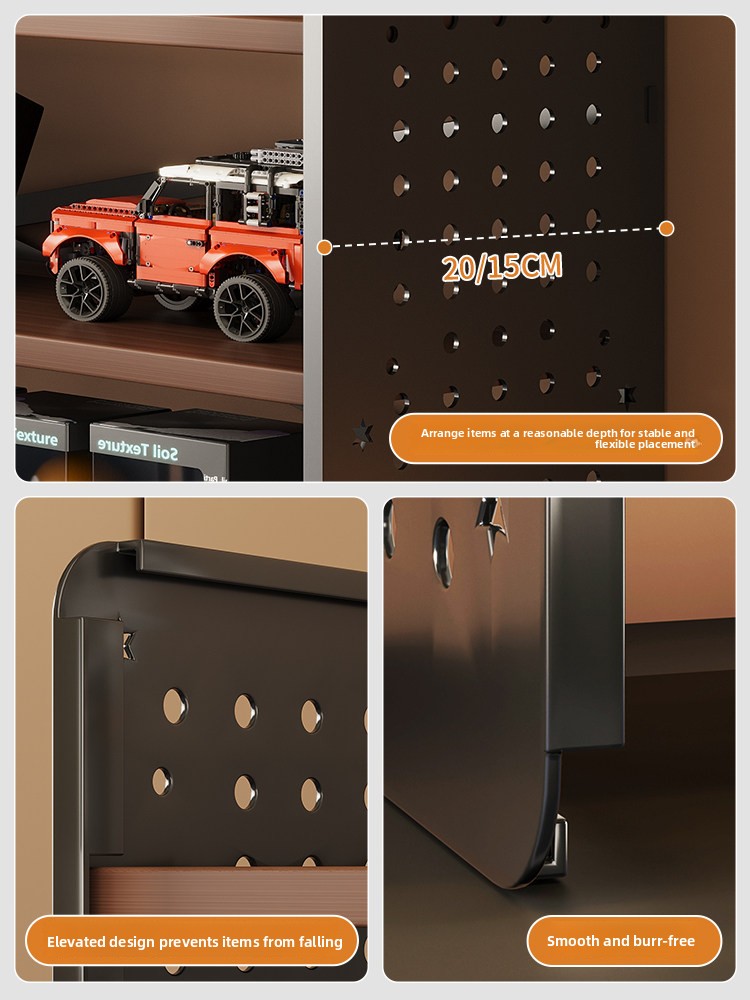 Durable Desktop Shelf Table DIY Pegboard Bookshelf Computer Desk Multi-Layer Storage Rack Office Display Rack Precious Metals detail