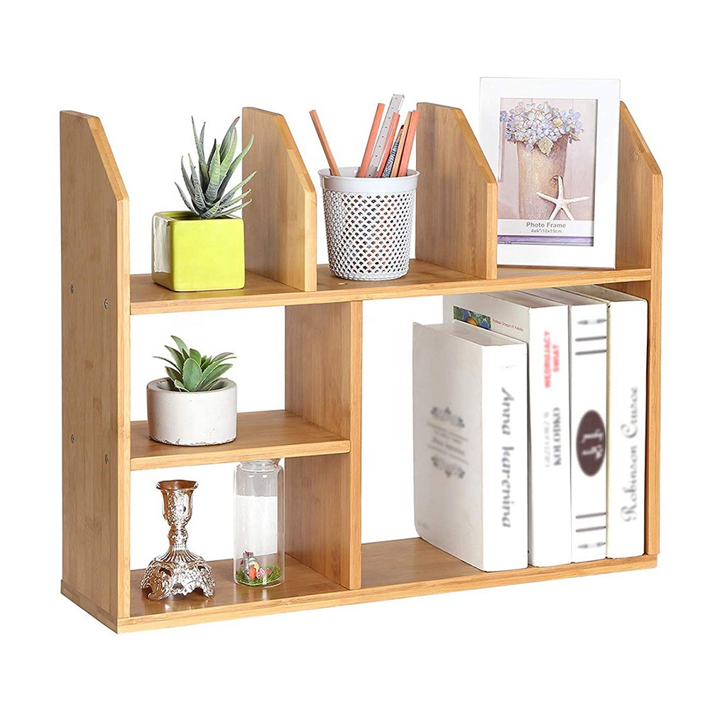 Customized Cheap Natural Bamboo Living Room Corner Expandable Modern Minimalist Bookshelf Storage Rack detail