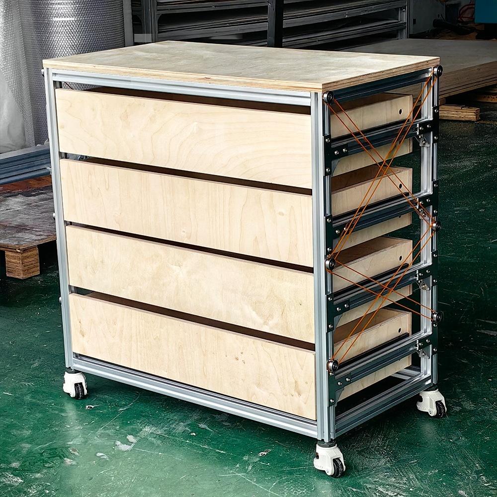 Birch Wood Marine Board Aluminum Profile Storage Exhibition Bookshelf File Shelf Drawer Display Sample Display Stand product view