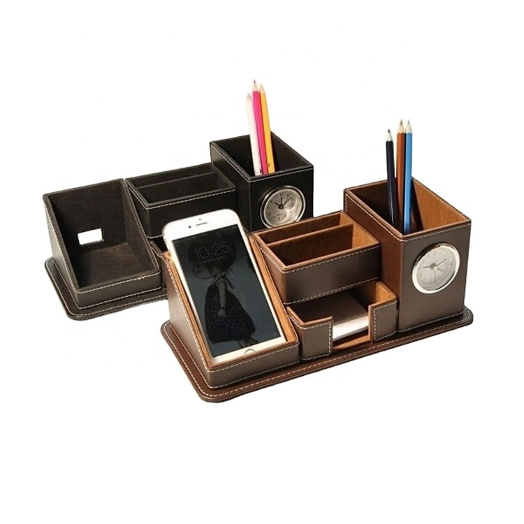 LG- B050 Premium PU Leather Multifunction Desktop Organizer Built-in Pen Holder Custom Branding Available for Office Home Use product view