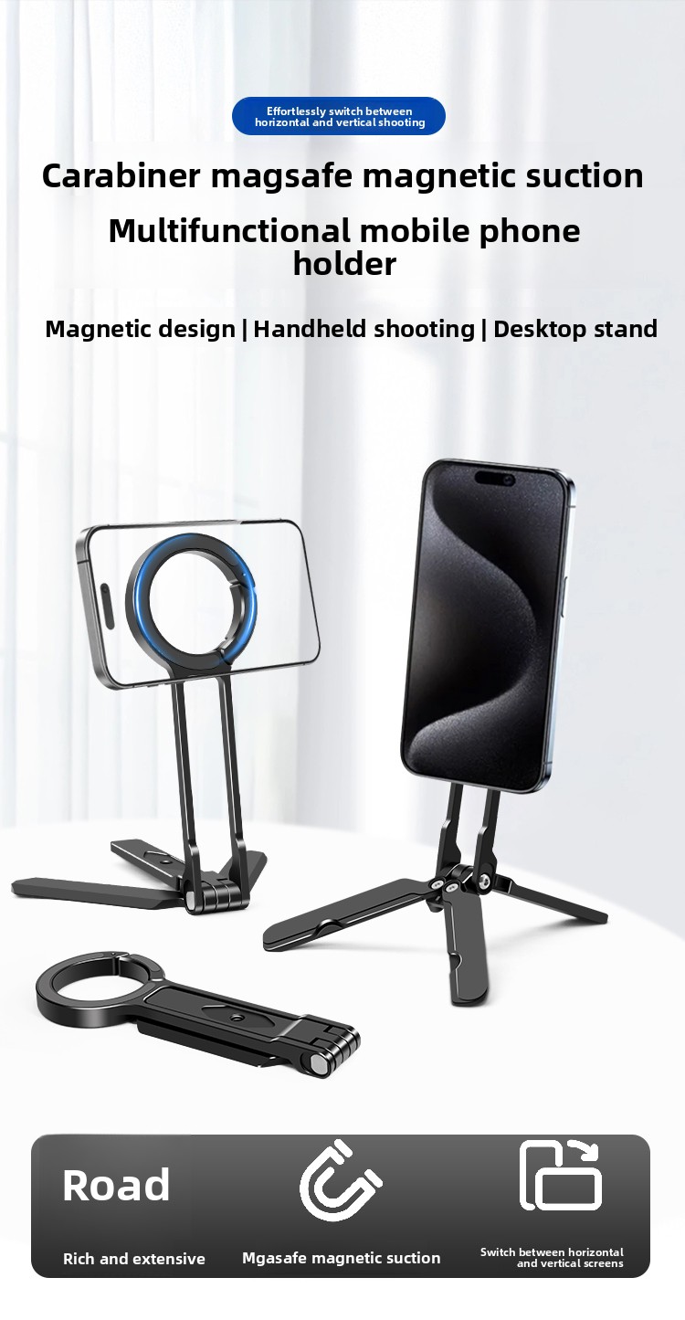 New Flexible Dashboard Mount Portable Folding Magnetic Phone Stand Aluminum Alloy for for Compatible Private Mold for Desk detail