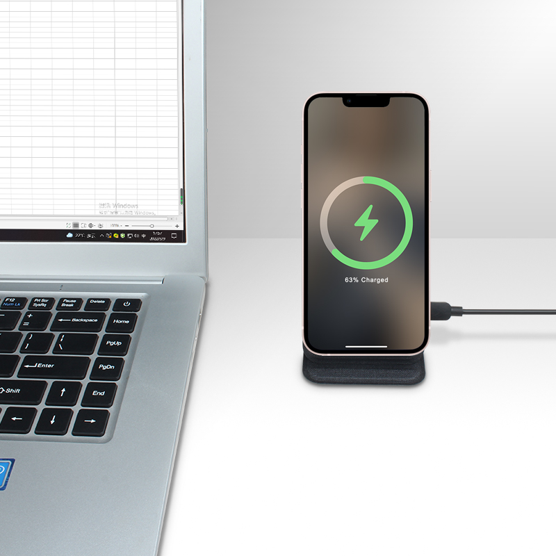 Kingsoil Wholesale 15W Fast Charging PU Leather Phone Stand, Foldable Wireless Charger with Type-C Port product view