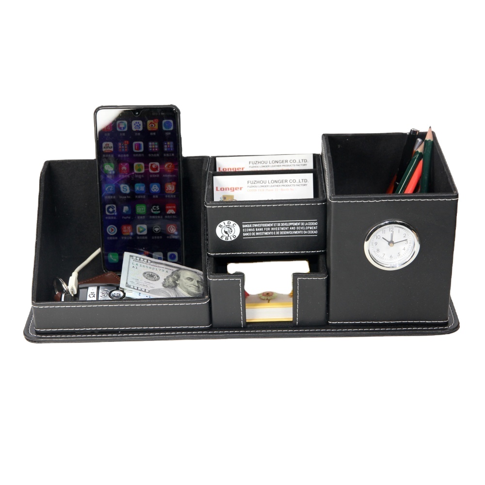 LG- B050 Premium PU Leather Multifunction Desktop Organizer Built-in Pen Holder Custom Branding Available for Office Home Use detail