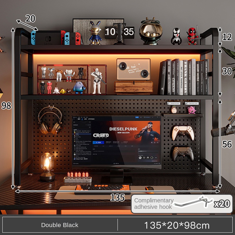 Metal Wire-Wrap Board Shelf Desk Desktop Bookshelf Desk Storage Decoration Computer Desk Electric Racing Wind Display Shelf product view