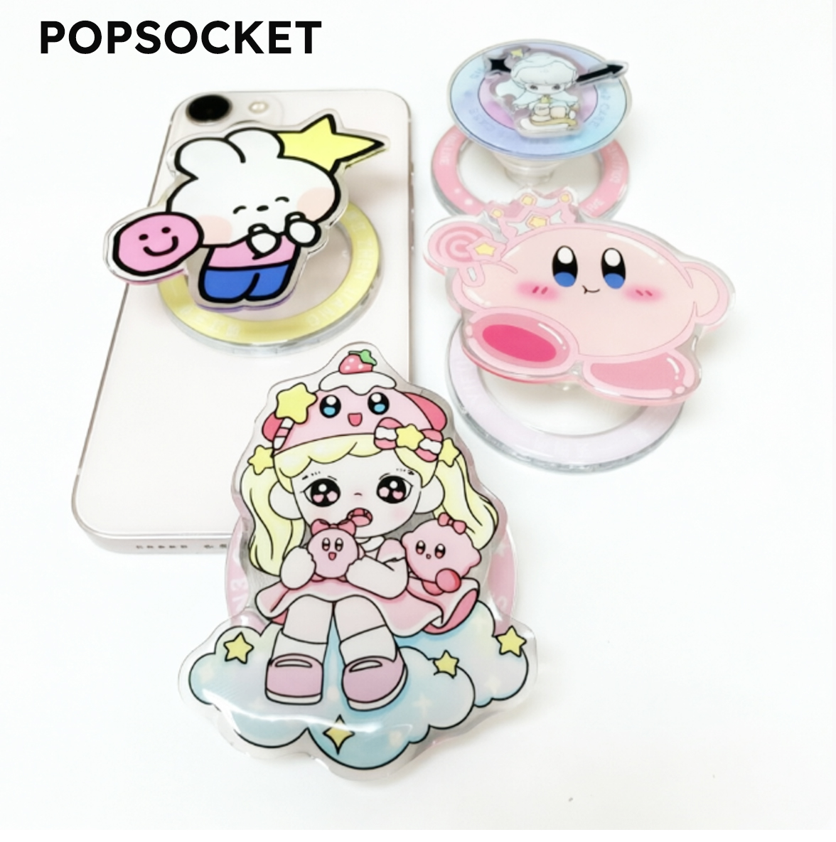 OEM Transparent Acrylic Magnetic Airbag Phone Ring, Anti-Drop Foldable Desktop Stand detail