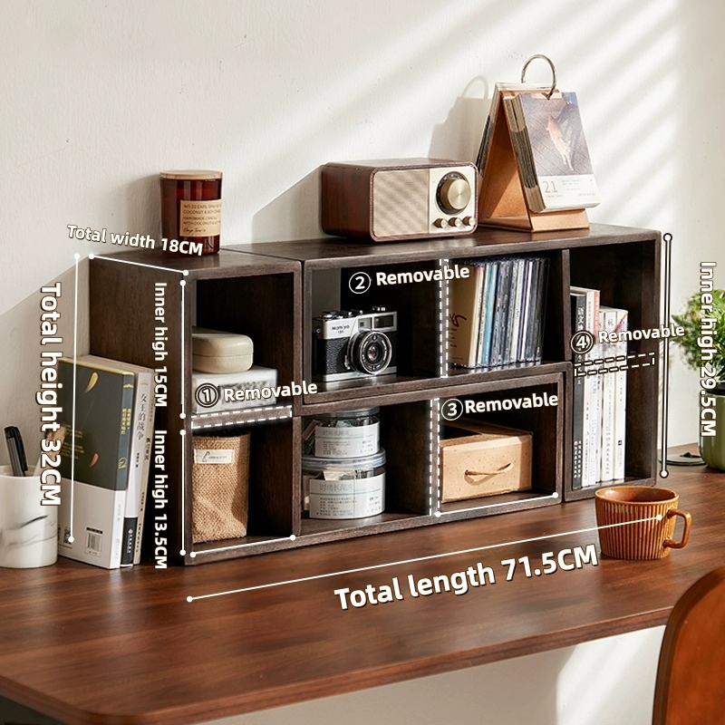 Solid Wood Standing Type Storage Rack Modern Coffee & Dining Table Cup Holder Desktop Bookshelf detail