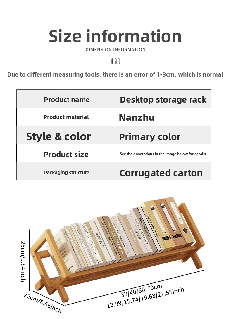 Desktop Bamboo Bookshelf Storage Rack with Adjustable Partitions for Children's Student Desk Corner High-Value Small Design detail