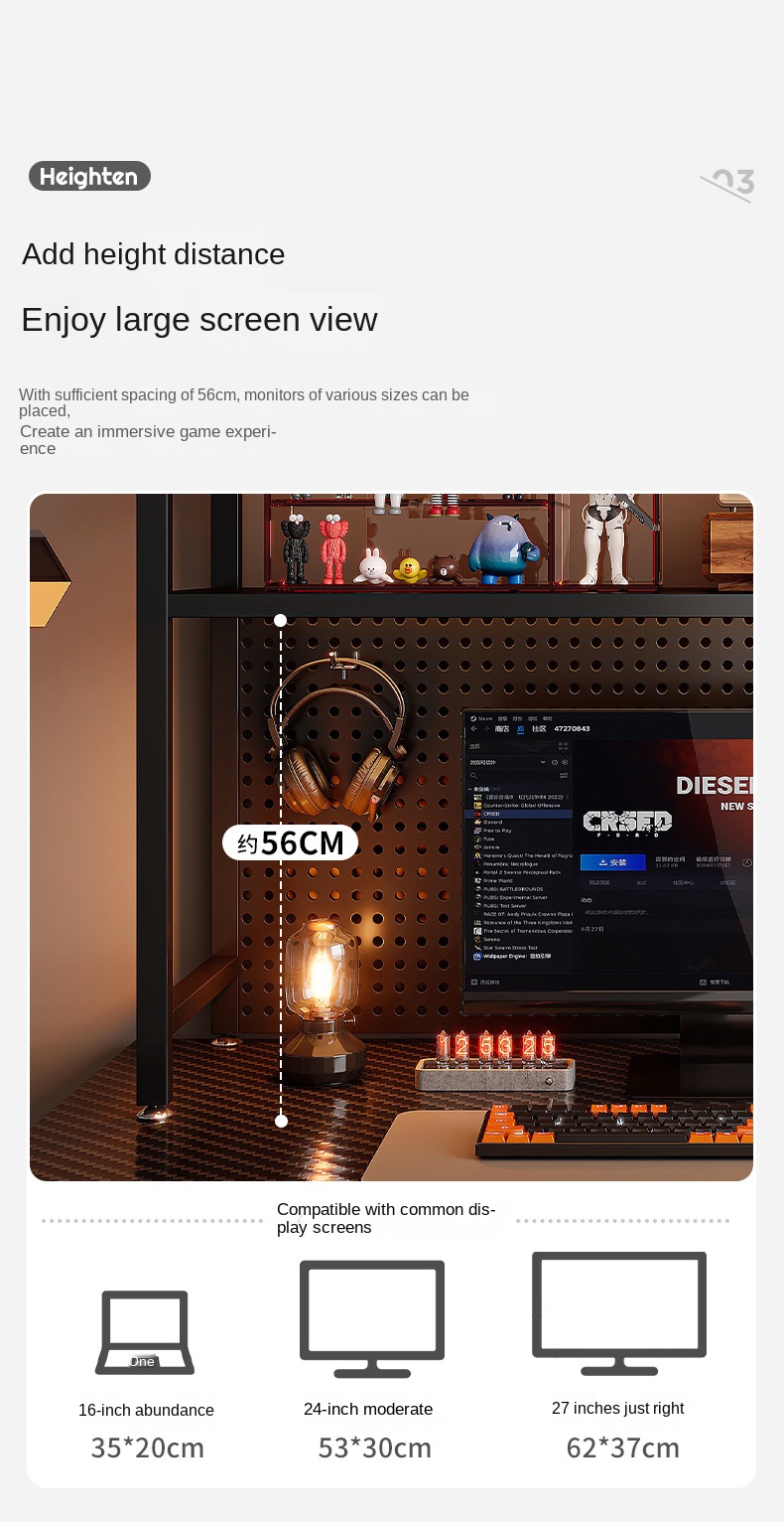 Metal Wire-Wrap Board Shelf Desk Desktop Bookshelf Desk Storage Decoration Computer Desk Electric Racing Wind Display Shelf detail