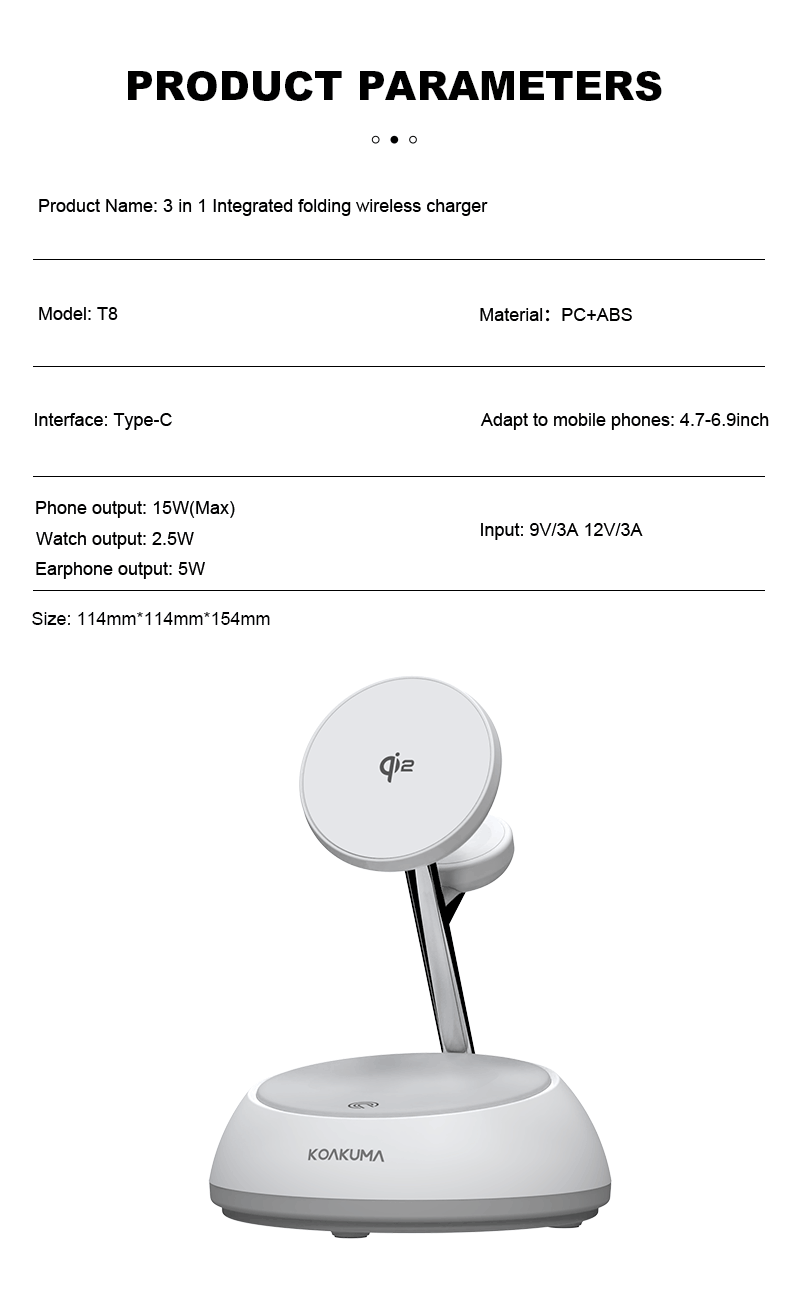 New Electronics Products 2025 Magnetic Qi2 Phone Stand 3-in-1 LED Desk Table Lamp with Wireless Charger detail