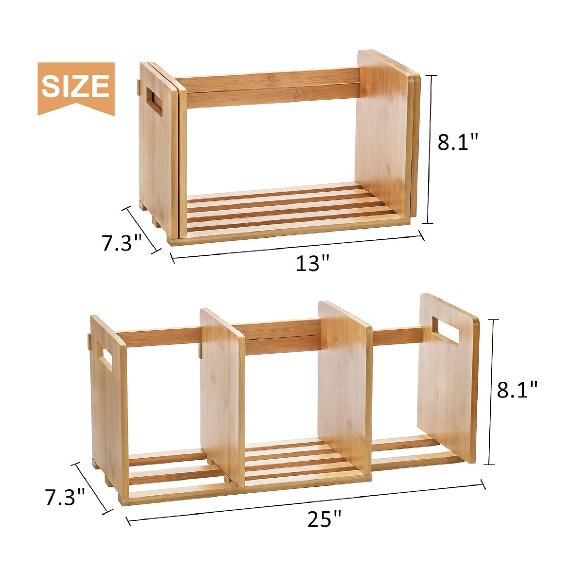 Bamboo Desktop Bookshelf Expandable Desktop Organizer Small Display Shelf Book Rack for Office Supplies Home Tabletop product view