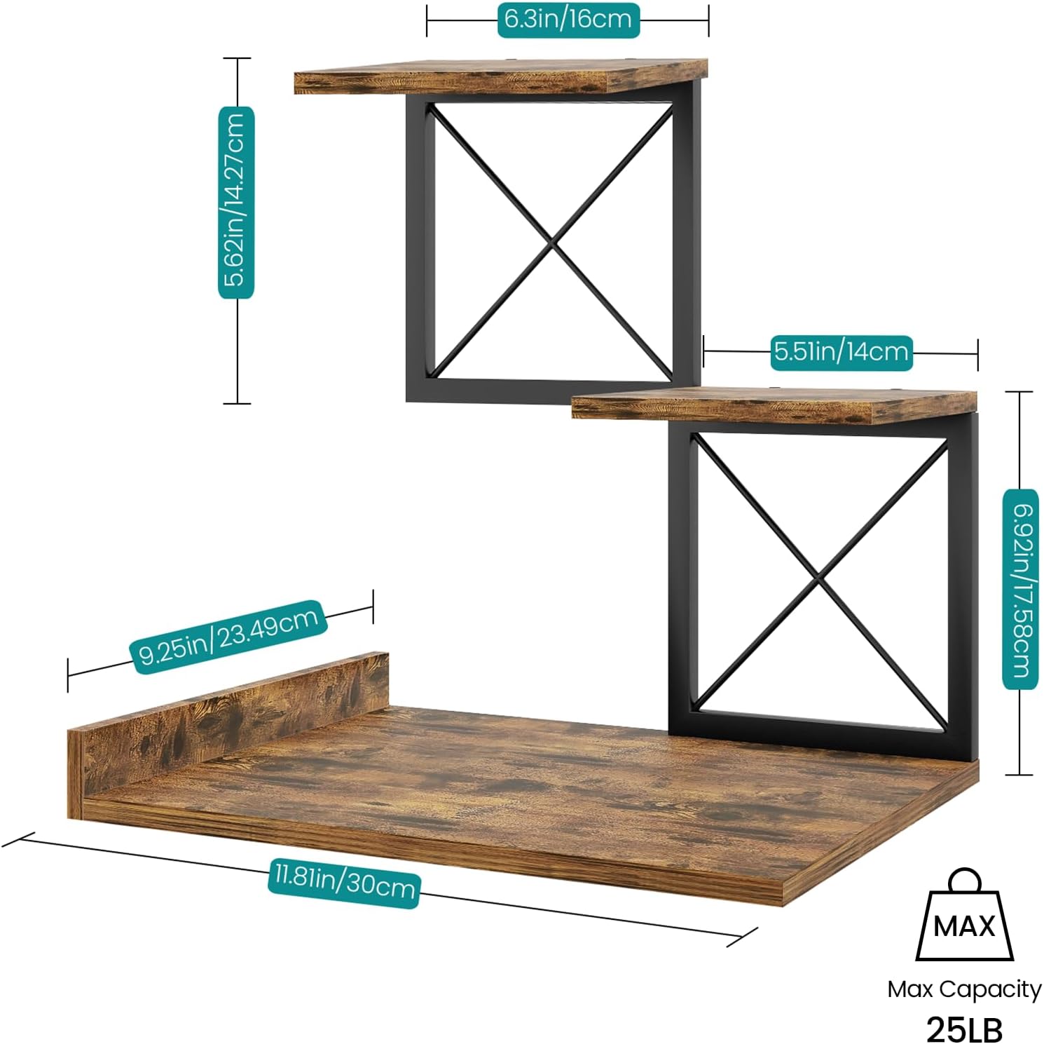 Wood Desktop Organizer Small Bookshelf 3 Tier Storage Shelf Riser Display Stand for Office Dector detail