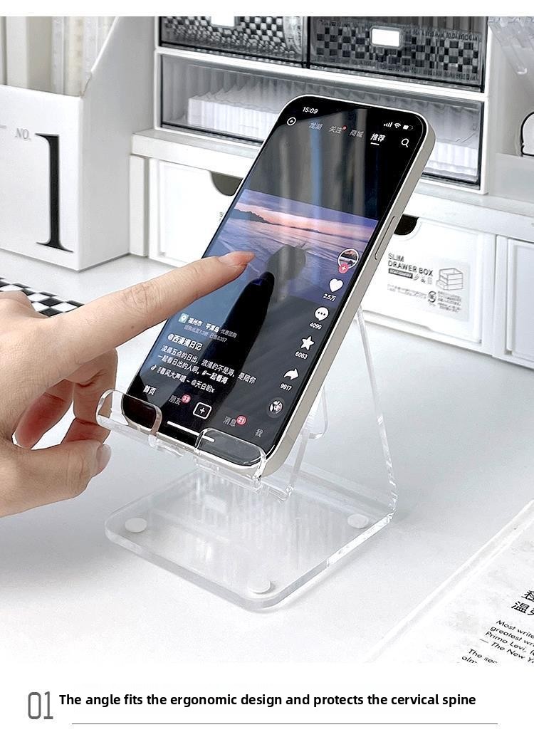 Transparent Acrylic Display Stand Creative Desktop Cross-Border Design Wholesale Enterprise Advertising Customization for Phone detail