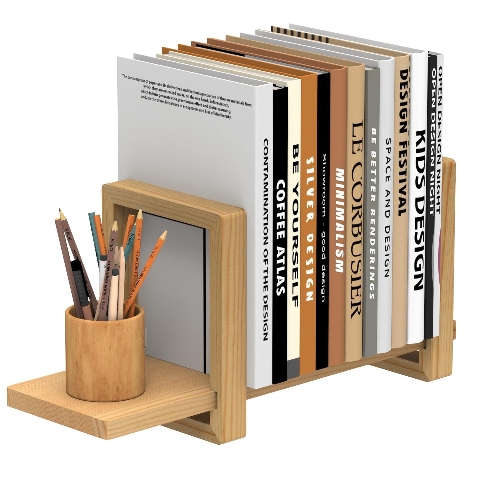 Adjustable Desktop Bookshelf Retro Tabletop Bookshelf Desk Shelf for Top of Desk in Living Room Home Office Perfect for Books product view