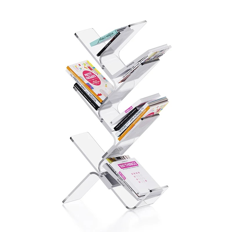 Acrylic Bookshelf Tree-Shaped Desktop Storage Rack Floor-Standing Children's Bookshelf Creative Reading Bookshelf detail