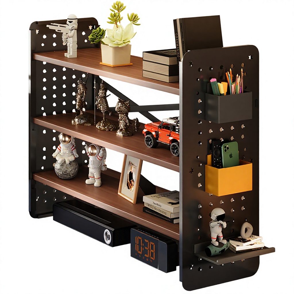 Durable Desktop Shelf Table DIY Pegboard Bookshelf Computer Desk Multi-Layer Storage Rack Office Display Rack Precious Metals