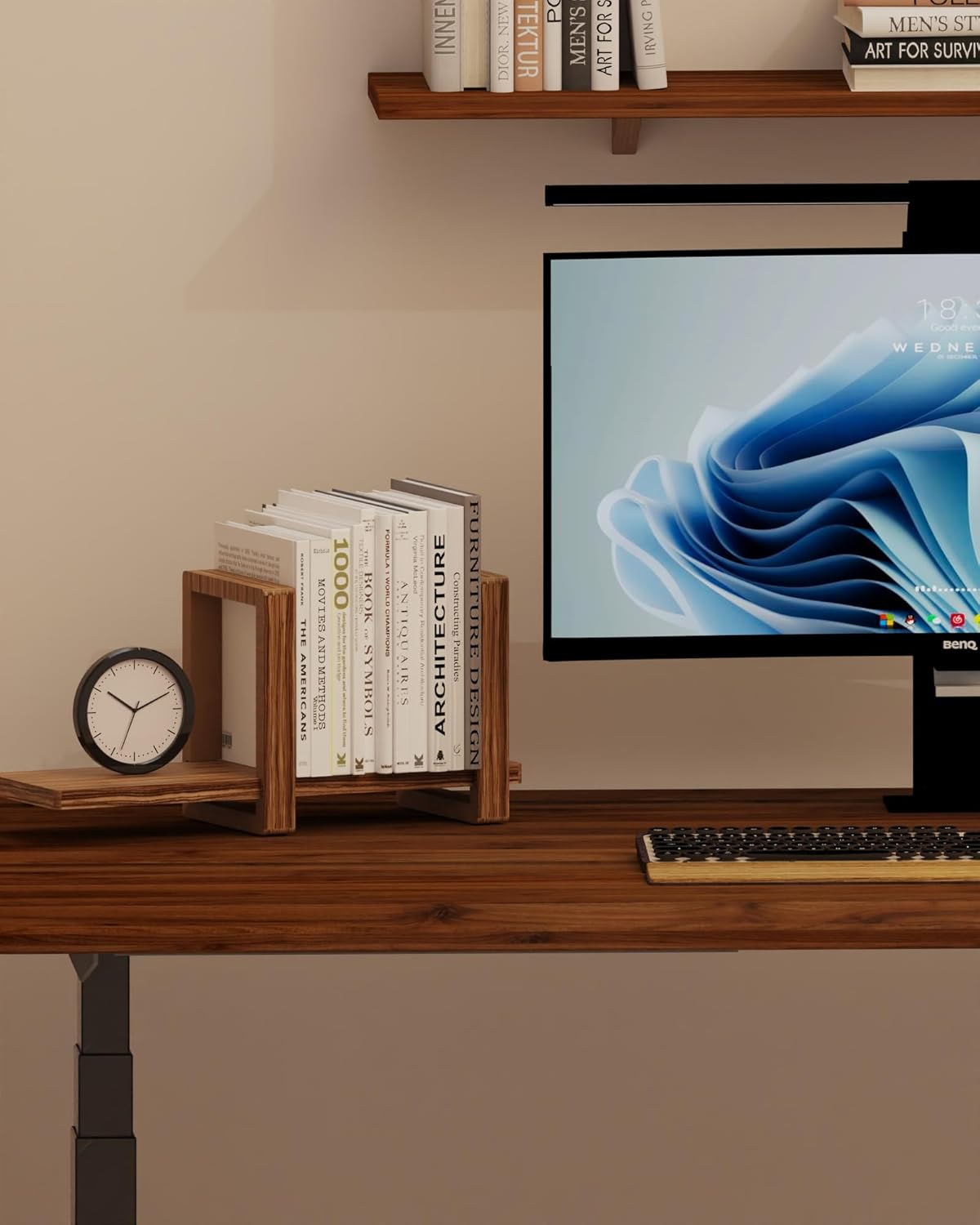 Adjustable Desktop Bookshelf Retro Tabletop Bookshelf Desk Shelf for Top of Desk in Living Room Home Office Perfect for Books product view