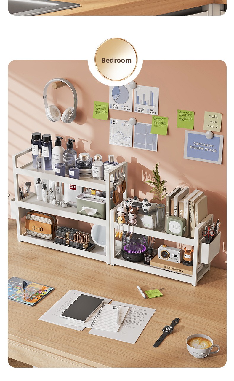Desktop Shelf Three-Layer Standing Type Bookshelf Student Desk Storage Rack Office Computer Desk for Living Room detail