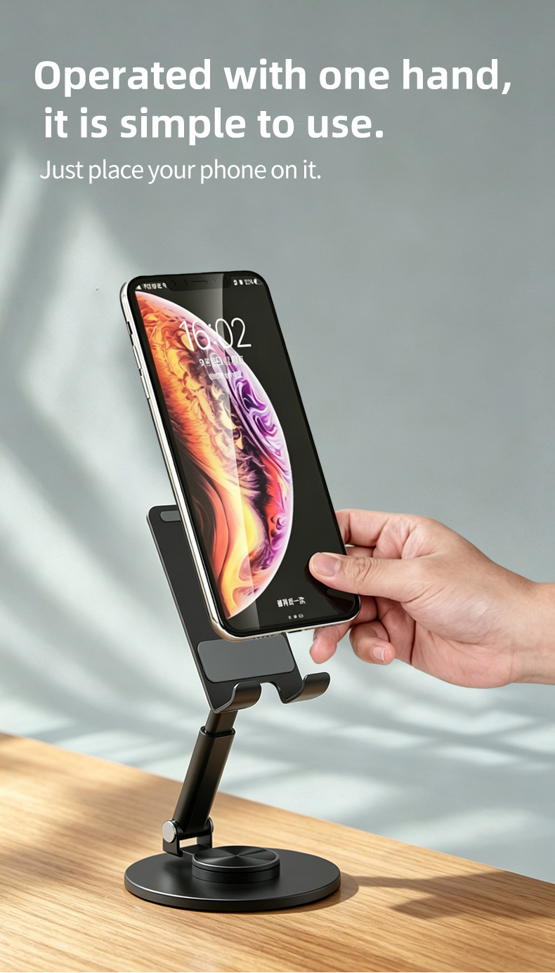 Anti-slip Foldable Aluminium Alloy Desk Phone Stand Tablet Holder Mobile Phone Holders with Adjustable Height detail