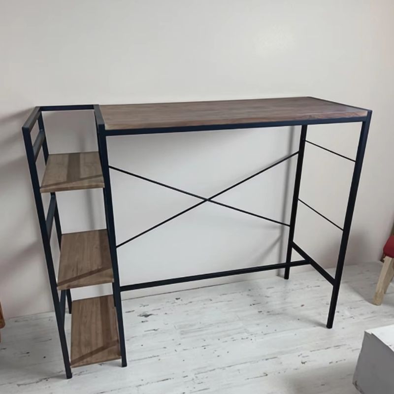 Durable Mini Desktop Desk Combined Writing Bookshelf Unit Minimally Designed Office Home Computer Desk Metal Wood for Bedroom detail
