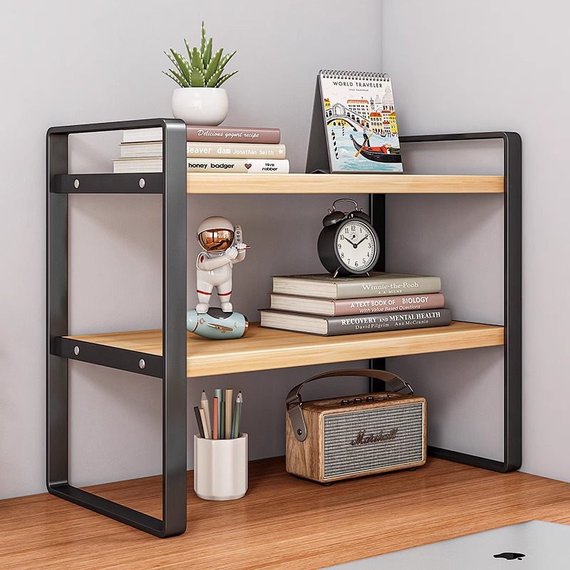Modern Style Multi-Layer Desktop Storage Rack Small Iron Bookshelf for Student Dormitory Desk Layered Desk Organizer