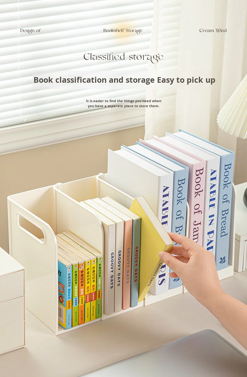 Plastic Desktop Storage Box Student Book Organizer Book Stand Large Capacity Bookshelf Pen Holder detail