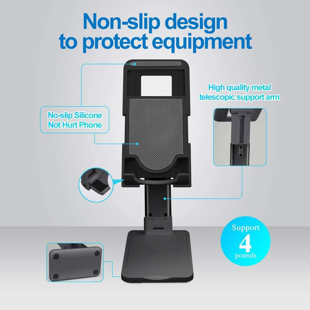 Dual Folding Cell Phone Stand Fully Adjustable Foldable Desktop Phone Holder Cradle Dock for Phone 14 13 12 11 Pro detail