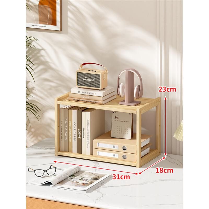 Desktop Organizers and Storage for Office, Freestanding Desktop Organizer Shelves 3 Layer Display Stand Shelf, Bamboo Bookcase product view