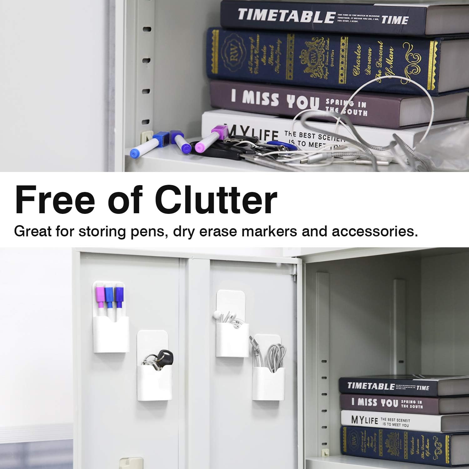 Magnetic Square Storage Box Pen Holder Marker School Supplies Eraser Fridge Organizer Office Locker ABS Plastic