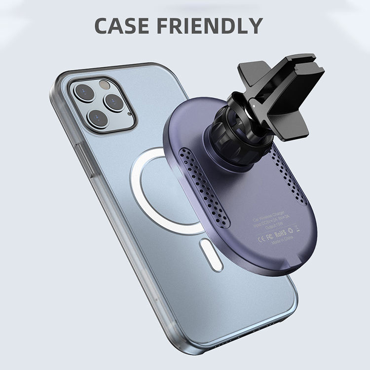 15W Electric Flexible Magnetic Wireless Car Charger Type-C Port Multi-Protection Air Vent Mount Phone Holder IPhone15 product view