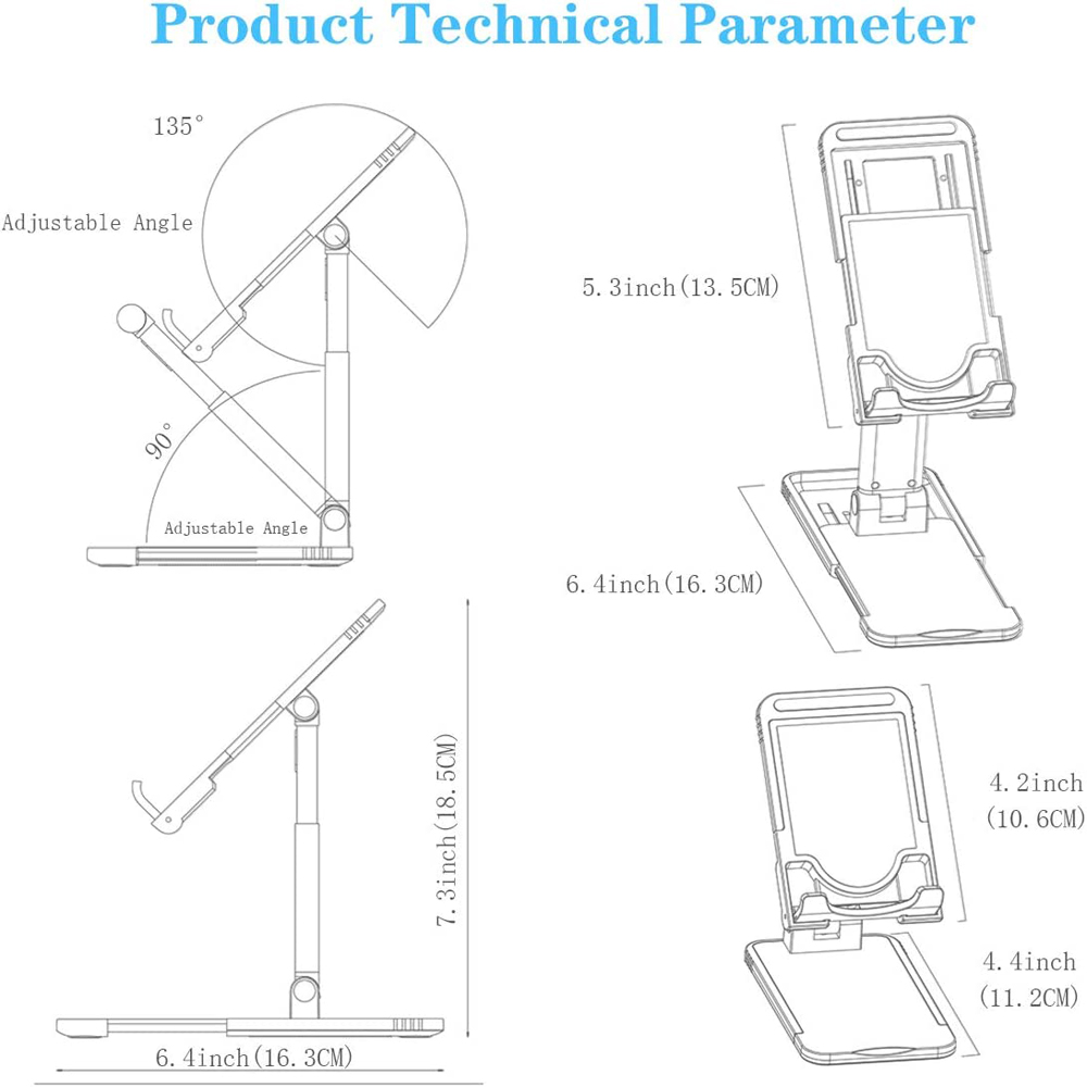 Dual Folding Cell Phone Stand Fully Adjustable Foldable Desktop Phone Holder Cradle Dock for Phone 14 13 12 11 Pro detail