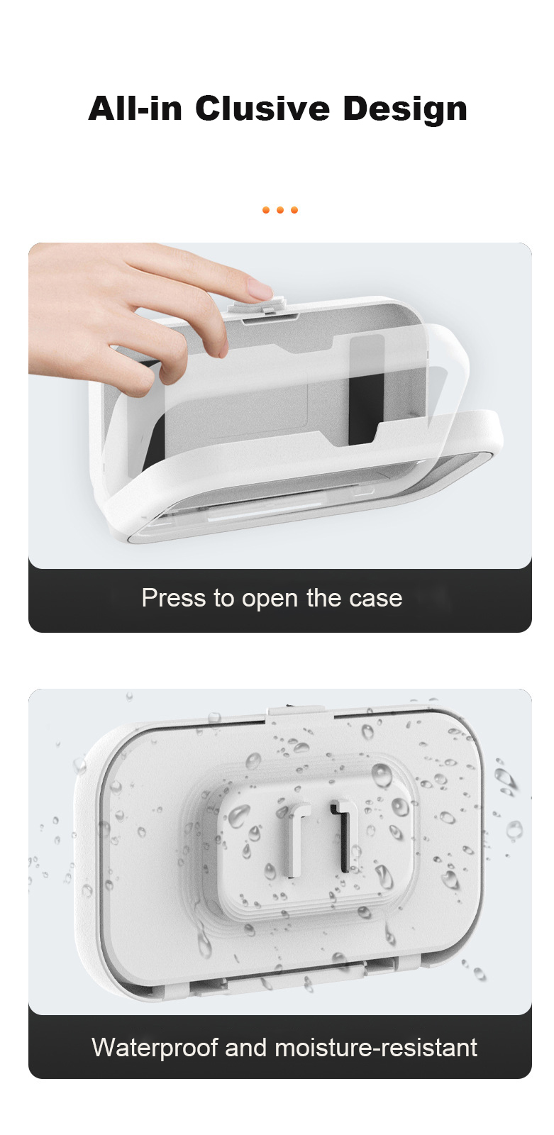 Bulk Supply Waterproof Bathroom Phone Case Stand ABS Phone Holder in Shower Anti-Fog HD Touch Screen Adhesive Tape Wall Mount detail