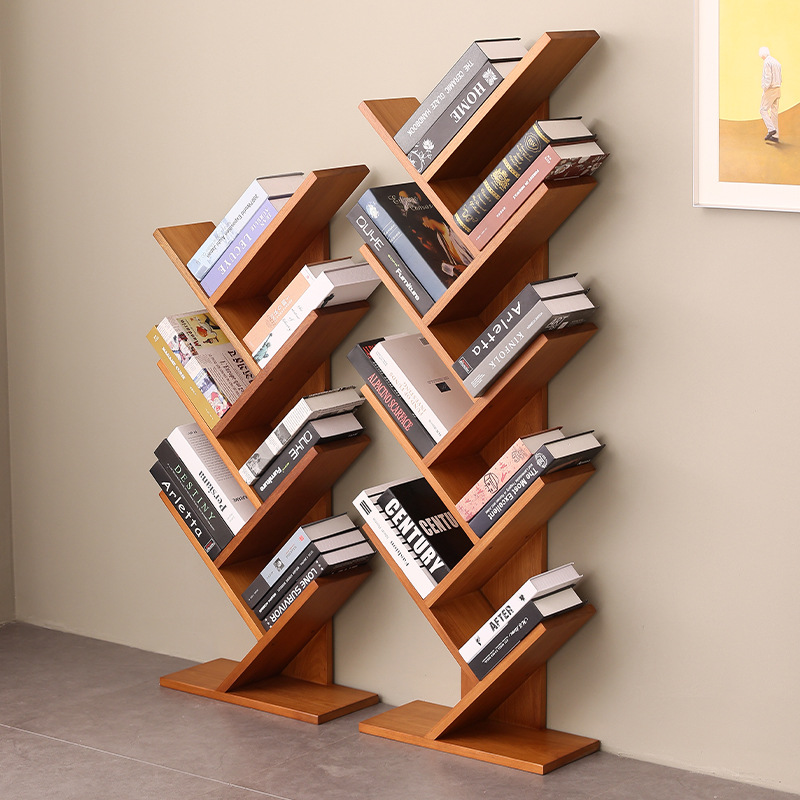 HOSTK Home Office Multi Tiers Natural Multiple Customization Desktop Bookcase Storage Adjustable Bookshelf Bamboo product view