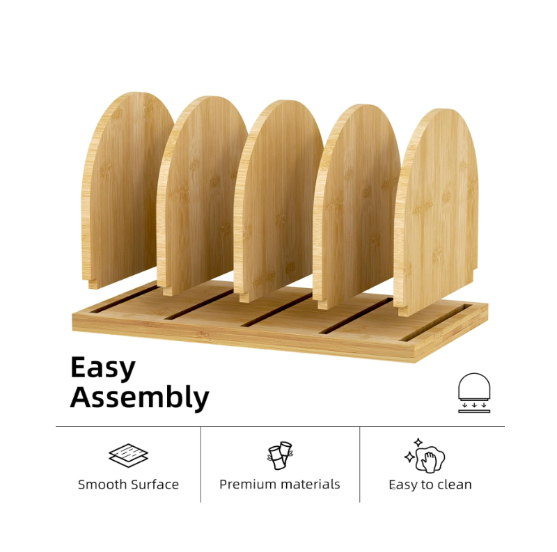 Wooden Countertop Bookshelf Space-Saving Recipe Book Storage Holder Small Desktop Display Rack for Kitchen Pantry Home Office product view