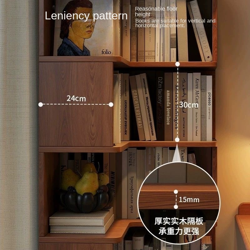 Wood Standing Five-Tier Corner Storage Rack Bookshelf Desktop Floor Simple Small Household Living Room Bedroom Storage Cabinet product view