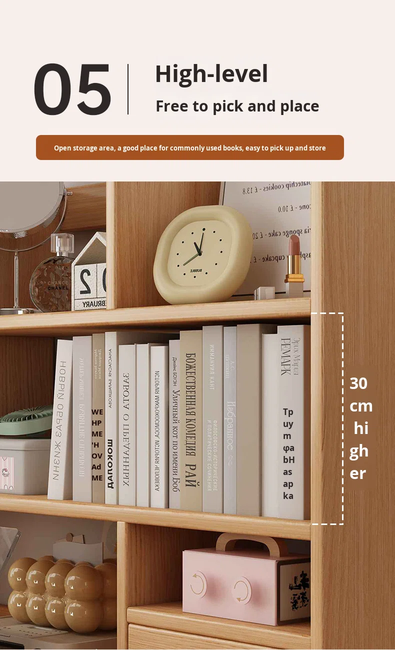 Solid Wood Minimalist Modern Style Desktop Bookshelf Storage Rack for Home Bay Window Desk detail