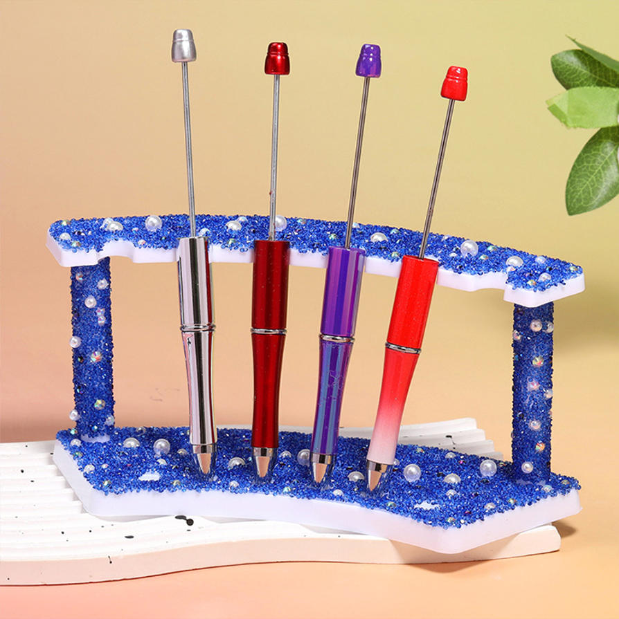 New Reviright Heavy Industry Sugar Plastic Acrylic Square Pen Holder Fine Sparkling Full Diamond Beaded Display Customizable detail