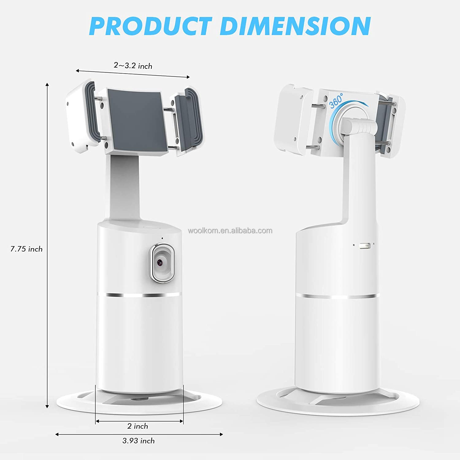 AI Face Tracking Cell Phone Stand Desktop Phone Holder Dock with 360 Rotate Smart Object Track Camera Cradle for iPhone Android detail