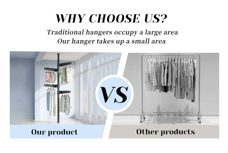 YIJIALE Ready to Ship OEM/ODM Telescopic Coat Stand Punch-Free Quick Install Adjustable Height Rental House Coat Stand detail