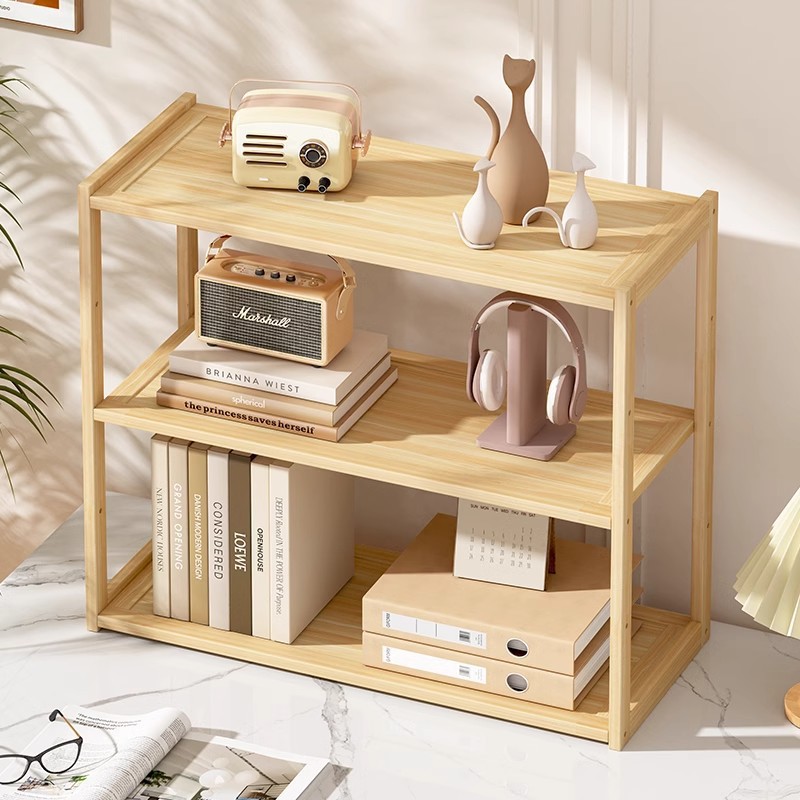Desktop Organizers and Storage for Office, Freestanding Desktop Organizer Shelves 3 Layer Display Stand Shelf, Bamboo Bookcase product view