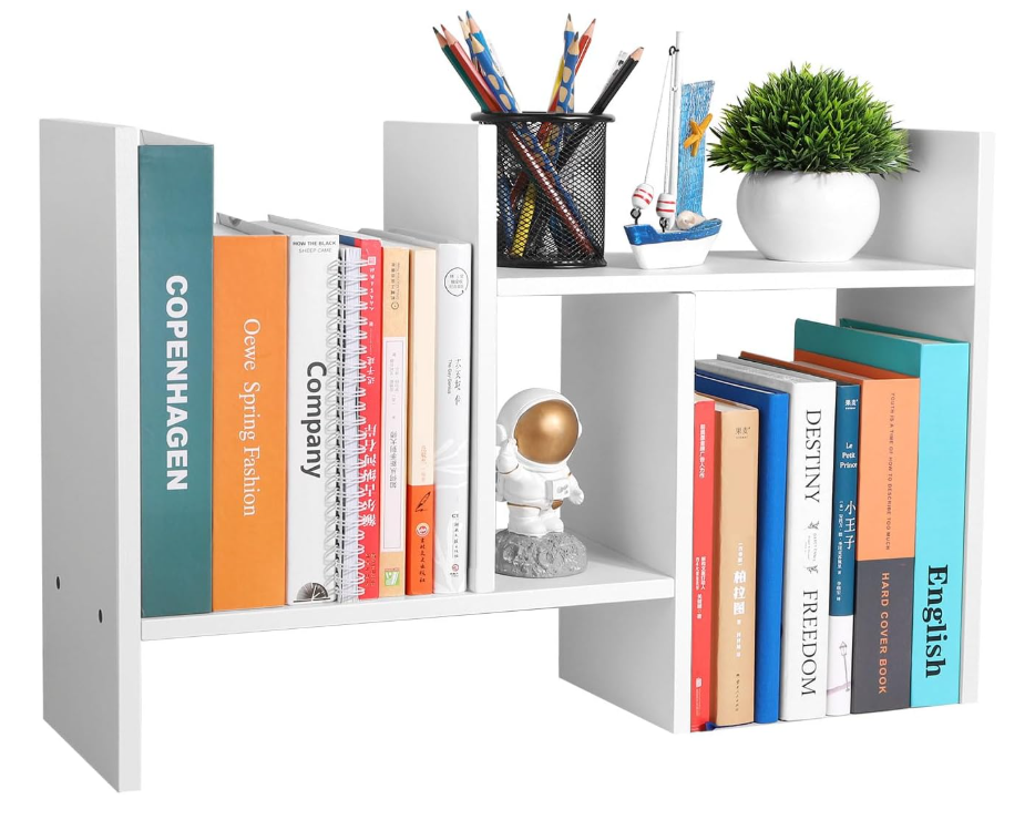 Hot Sale Pragmatic Cheap White Wooden Multi-tier Desktop Bookshelf Small Desk Book Organizer