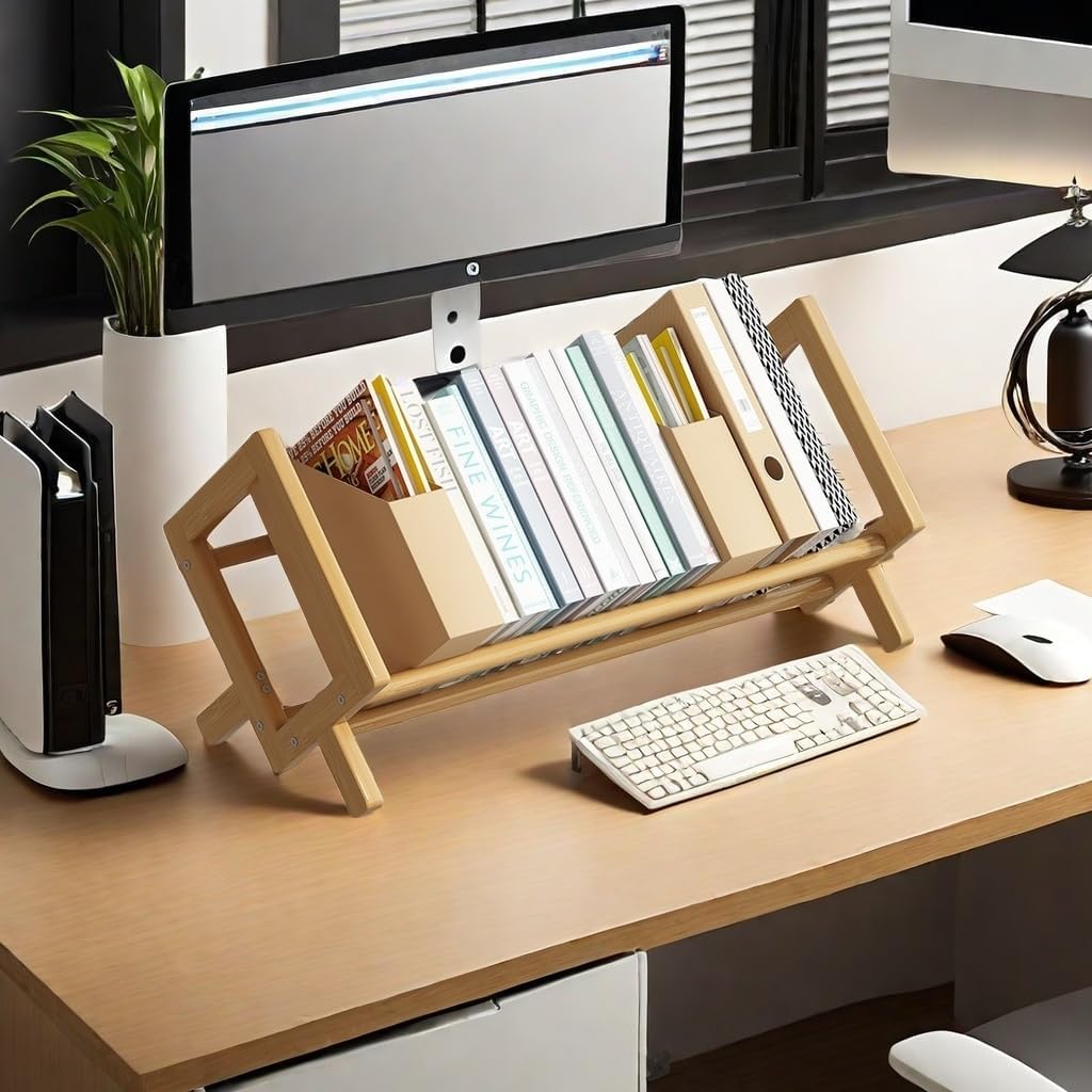 High Quality Wholesale Desktop Students Solid Wood Learning Dormitory Desk Bookcase Small Book Shelf Bookend Wood Bookcase product view