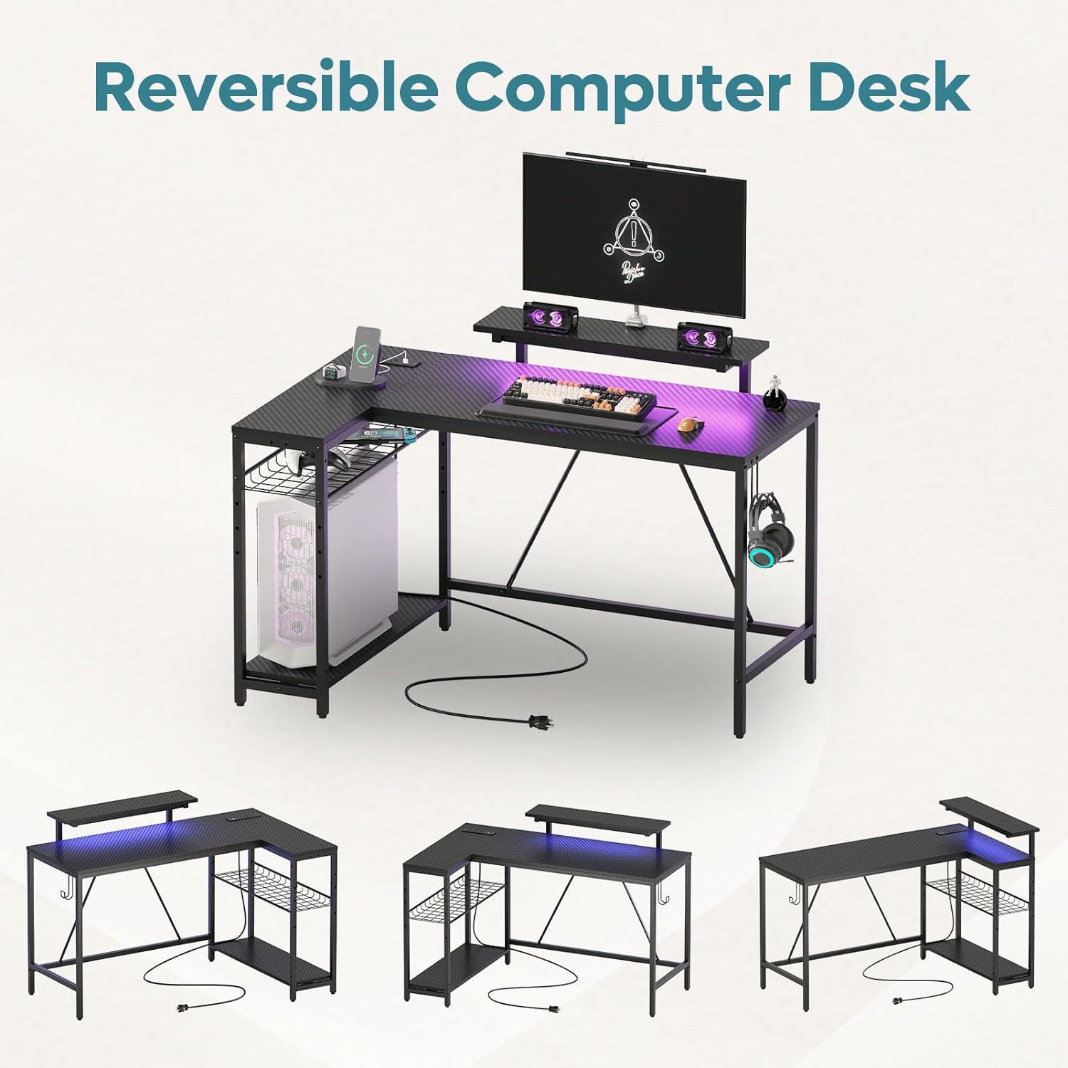 Integrated Office Corner L-Shaped E-Sports Desk Double Bookshelf Desktop with Metal Bookshelf for Household Use detail
